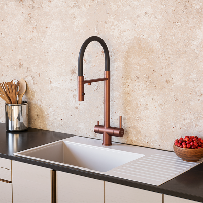 Смеситель для кухонной мойки DQ с фильтром розовое золото (DA1462502Rose)