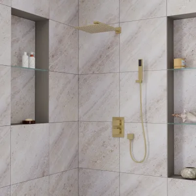 Душевая система для душа DK встраиваемая термостатическая матовое золото Bayern.Liszt (DA2515707A04)