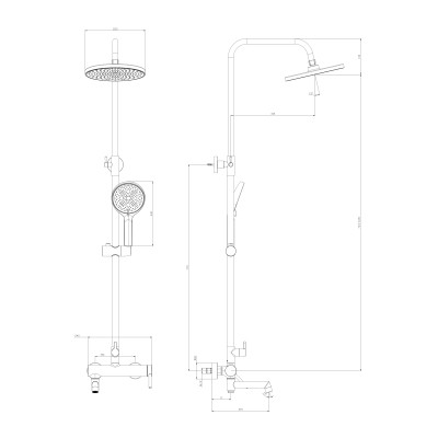 Душевая система со смесителем DQ Stuttgart хром (DA1773701)