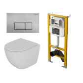 Комплект D&K Унитаз подвесной безободковый DT1396016, Инсталляция DI8050127, Клавиша смыва DB1499002, матовый хром (DS1391626)