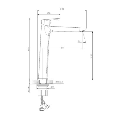 Смеситель для раковины высокий DQ Hamburg хром (DA1742001)