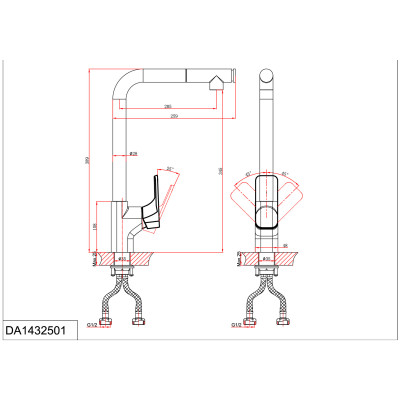 Смеситель для кухни с выдвижной лейкой Berlin.Freie DK (DA1432501)