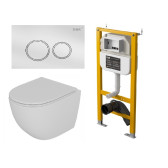 Комплект D&K Унитаз подвесной безободковый DT1396016, Инсталляция DI8050127, Клавиша смыва DB1529016, белый (DS1391614)