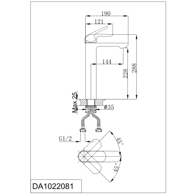 Смеситель высокий для раковины DK Venice.Gondola (DA1022081)