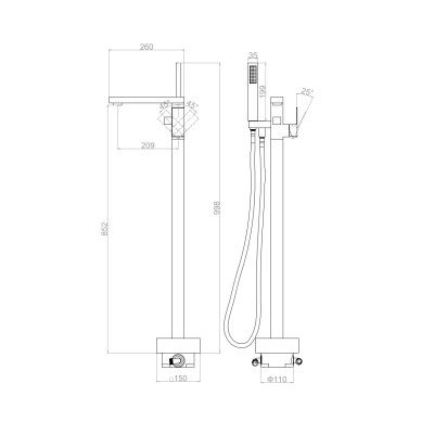Напольный смеситель для ванны с душем D&K Bayern.Liszt (DA1516005)