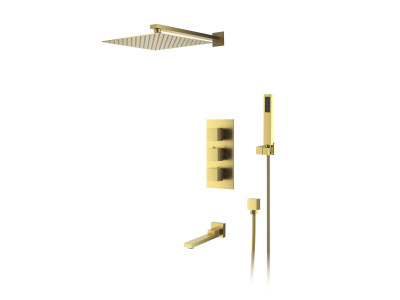 Душевая система для ванны и душа DK встраиваемая термостатическая с изливом матовое золото Bayern.Liszt (DA2515607A04)