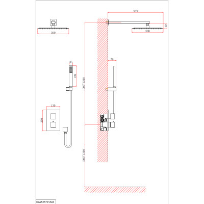 Душевая система D&K встраиваемая термостатическая Bayern.Liszt (DA2515701A04)