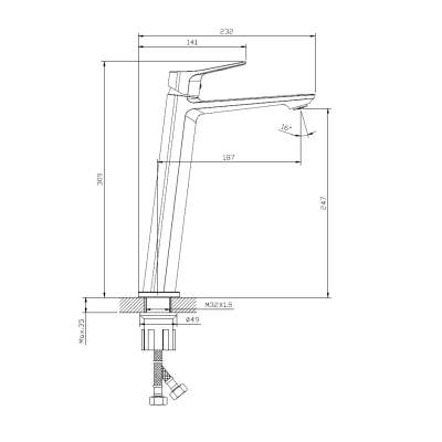 Смеситель для раковины высокий DQ Leipzig хром (DA1762001)