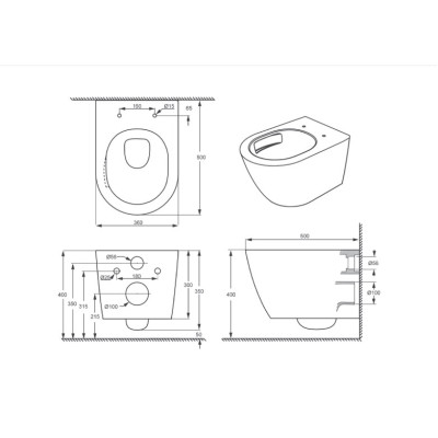 Комплект DQ унитаз DT1476516, инсталляция с клавишей DI8640116 (DS1471603)