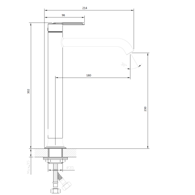 Смеситель для раковины высокий DQ Köln хром (DA1752001)