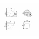 Унитаз подвесной тонкий ободок (торнадо) DQ Bonn 522*365*340мм, сиденье микролифт, белый (DT1706516)