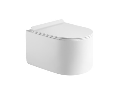 Унитаз подвесной тонкий ободок (торнадо) DQ Rhein.Dusseldorf 500*360*362мм, сиденье микролифт, белый (DT1496516)