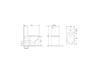 Унитаз-компакт безободковый торнадо DQ Grimm 700*390*880мм (DT1387516)