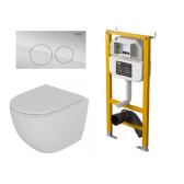 Комплект D&K Унитаз подвесной безободковый DT1396016, Инсталляция DI8050127, Клавиша DB1529001.2, хром (DS1391625)