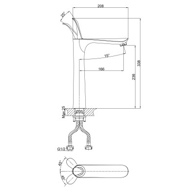 Смеситель для раковины высокий DK Venice Baciano (DA1032056)