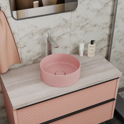 Раковина накладная D&K Matrix розовый матовый 355*355*120мм (DT1391504)