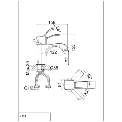 Смеситель для раковины DK Rhein Bach (DA1472101)
