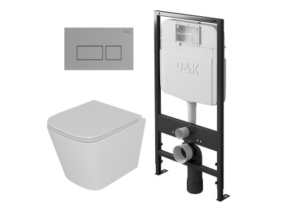 Комплект D&K DS1431605 унитаз DT1436016, инсталляция DI8055119, клавиша смыва DB1439001