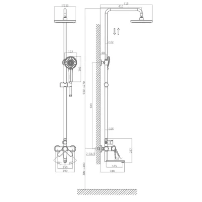 Душевая система D&K Bayern.München черный (DA1563705B18)