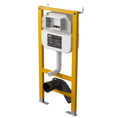 Комплект D&K Унитаз подвесной  безободковый DT1436016, Инсталляция DI8050127, Клавиша смыва DB1529007 матовое золото (DS1431630)