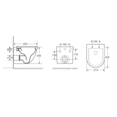 Унитаз подвесной безободковый D&K Matrix DT1396025, 490*370*360мм, сиденье микролифт, черный
