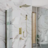 Душевая система для ванны и душа DK встраиваемая термостатическая с изливом матовое золото Bayern.Liszt (DA2515607A04)