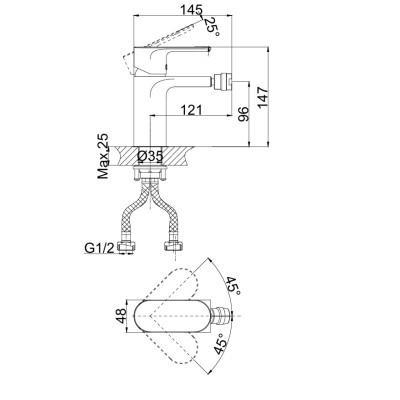 Смеситель для биде D&K Durer Bayern Black (DA1252205) чёрная тефлоновая поверхность