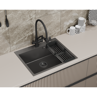 Кухонная мойка DQ нержавеющая сталь графит (DKS605006)