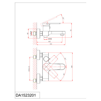 Смеситель для ванны с душем DK Bayern.Fürth (DA1523205)