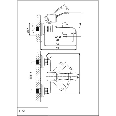 Смеситель для ванны DK Rhein Bach (DA1473201)