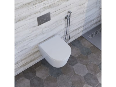 Унитаз подвесной безободковый (торнадо) DQ Schille 570*430*360мм, сиденье микролифт, белы (DT1466516)