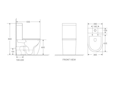 Унитаз-компакт безободковый D&K Matrix 630*365*840мм (DT1397016)