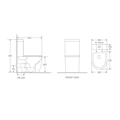 Унитаз-компакт безободковый D&K Matrix 630*365*840мм (DT1397016)
