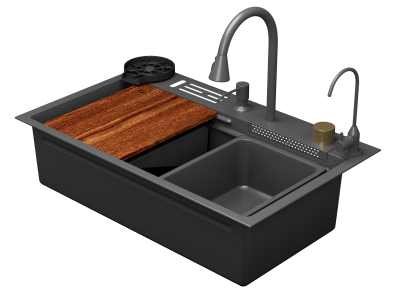 Кухонная мойка многофункц. DQ нерж.сталь матовый серый в комплекте со смесителем и аксессуарами (DKS754606)