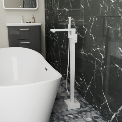 Напольный смеситель для ванны с душем DK Bayern.Liszt матовый белый (DA1516008)