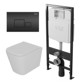 Комплект DK Унитаз подвесной безободковый DT1516016 белый+Инсталляция DI8055119 + Клавиша смыва DB1519025 черный (DS1511607)