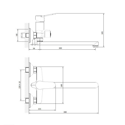 Смеситель для ванны с душем DQ Leipzig длинный излив хром (DA1763301)