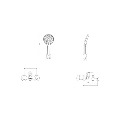 Смеситель для ванны с душем DQ Hamburg короткий излив хром (DA1743201)