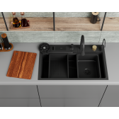 Кухонная мойка многофункц. DQ нерж.сталь темный графит в комплекте со смесителем и аксессуарами (DKS754605)