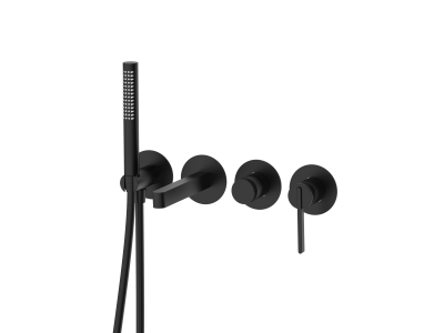 Смеситель для ванны настенный 4 отверстия DQ Bonn черный (DA1704805)