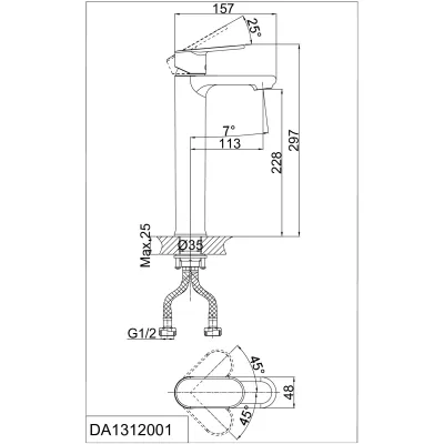 Смеситель для раковины высокий DK Rhein Speyer (DA1312001)