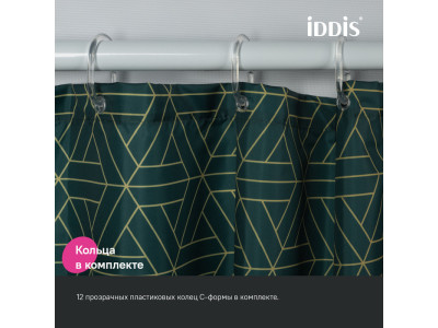 Штора для ванной IDDIS Base 200x240 см, Полиэстер, зеленый (BG06P24i11)