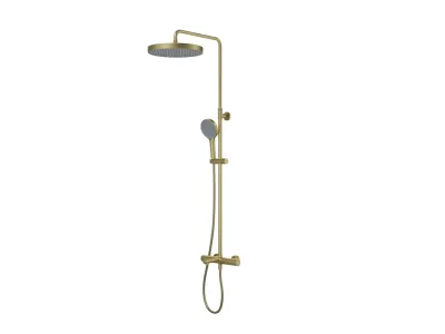 Душевая система IDDIS Duna с тропическим душем, изливом и термостатом, матовое золото (DUNMGSTi06)