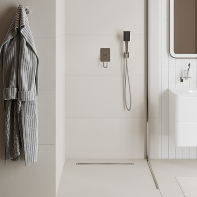 Лоток душевой, сифон 360, комбинированный затвор, перфорированная решетка, 600мм, хром, IDDIS, 975B6SB20DZ