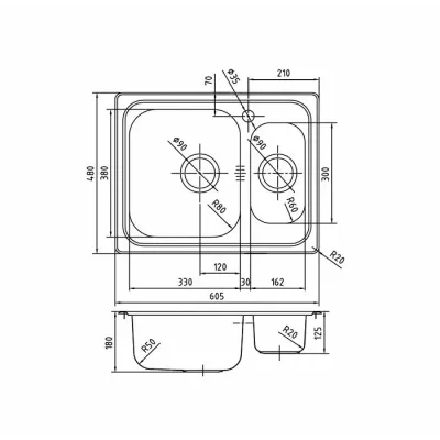 Мойка IDDIS Strit S нерж. сталь полир. 1 1/2 чаша слева 605*480 (STR60PXi77)