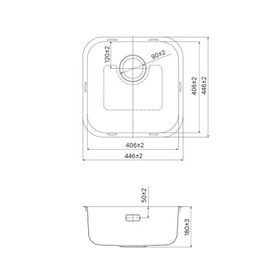 Мойка IDDIS Mate нерж. сталь, графит, 446*446 (MAT44GMi77)