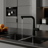 Смеситель для кухни IDDIS Pure с каналом для фильтрованной воды и выдвижным изливом, черный матовый (PURBLPFi05N)