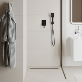 Лоток душевой, сифон 360, комбинированный затвор, перфорированная решетка, 700мм, черный, IDDIS, 975B7BL20DZ