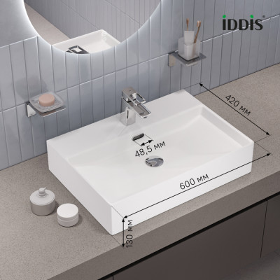 Умывальник накладной/подвесной, белый глянцевый, Bild, IDDIS, BILWS60i27