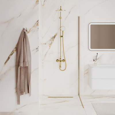 Лоток душевой IDDIS Perfex сифон 360, комбинированный затвор, перфорированная решетка, 600мм, золото (975B6MG20DZ)